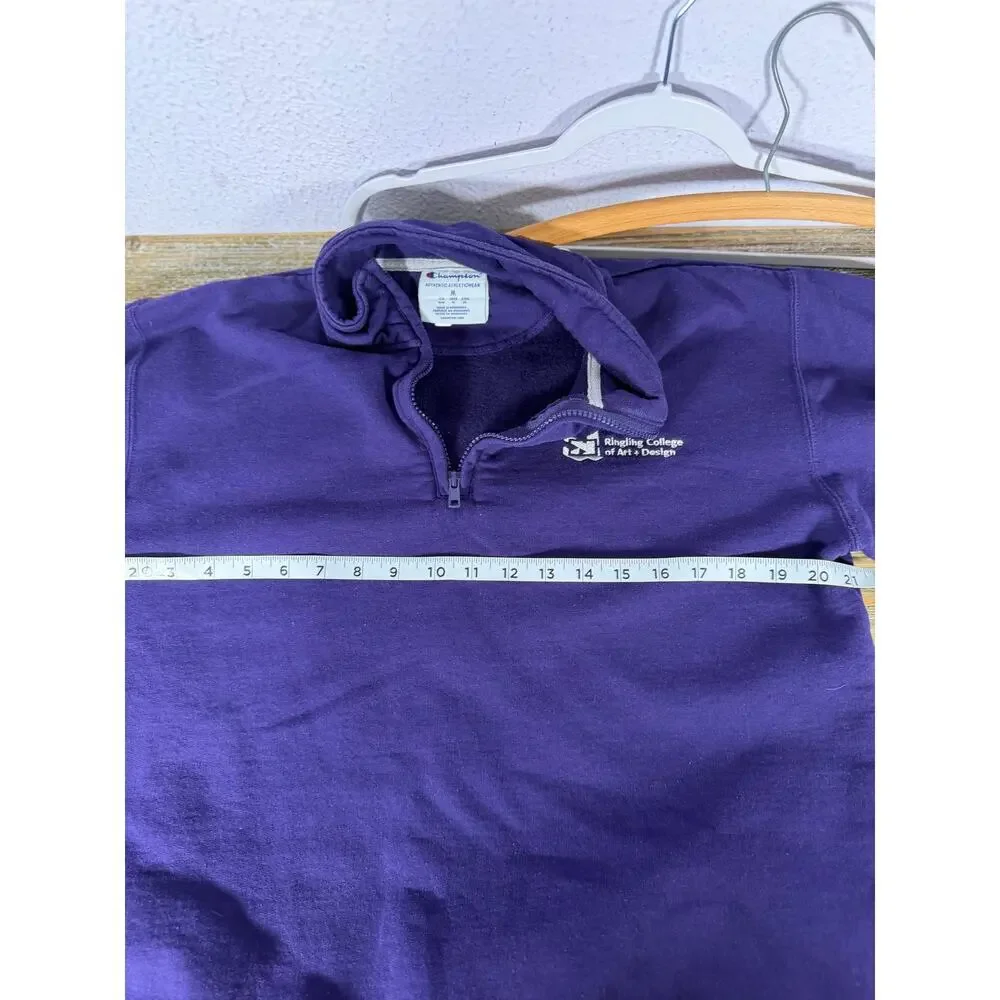 Ringling College Art Design Purple 1/4 Zip Sweatshirt Medium Preppy Vintage